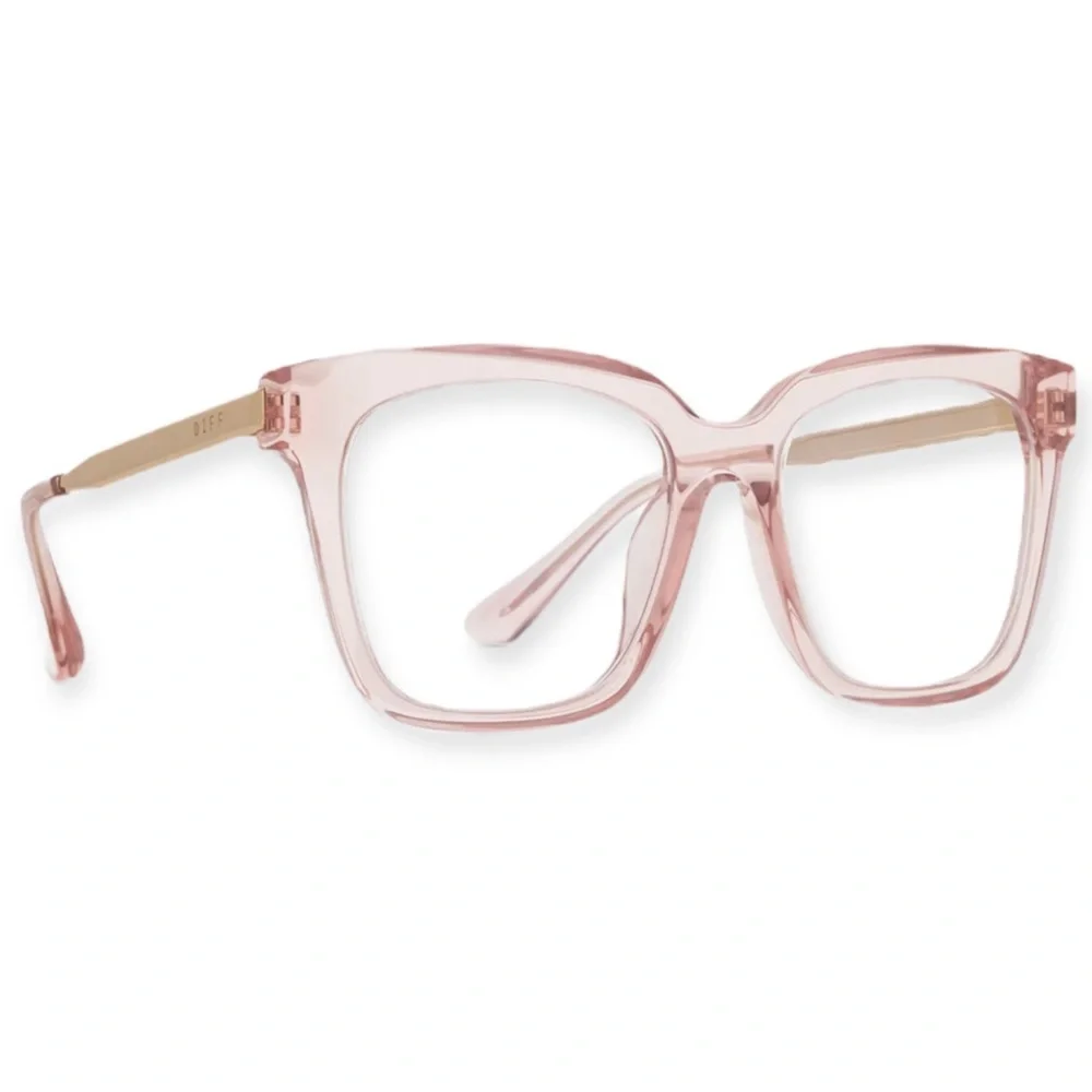 DIFF Bella Bluelight Glasses Azalea Pink Crystal Frame Blue Light Blocking Lens